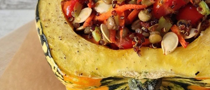 Lentil And Quinoa Stuffed Acorn Squash